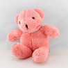 Doudou ours rose blanc fleur JEMINI PLANET PLUCH