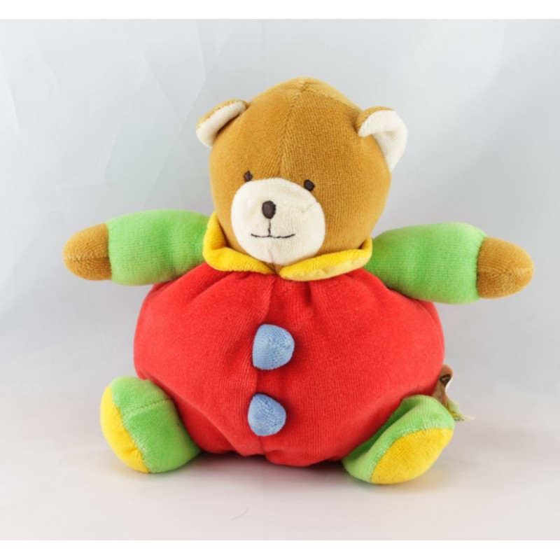 Doudou boule souris bleu blanc jaune BABYSUN