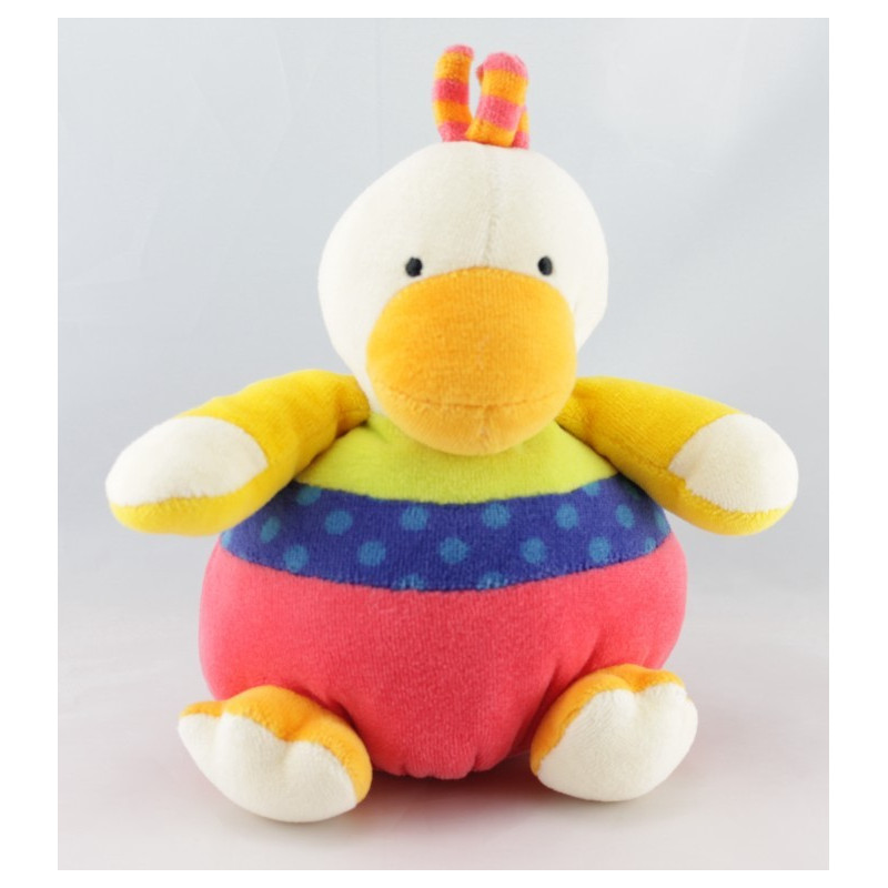 Doudou boule ours rouge vert jaune BABYSUN