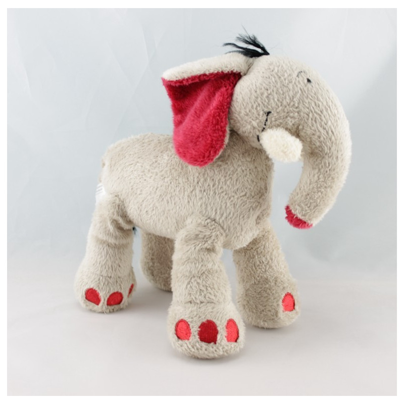 Doudou éléphant beige rouge KIABI