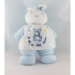 Doudou lapin blanc tablier bleu vichy KLORANE Lot de 2