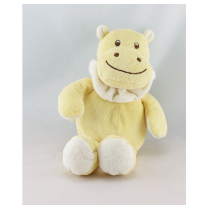 Doudou plat ours beige col blanc BAMBIA