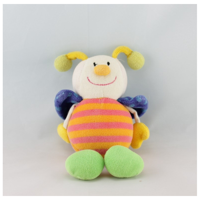 Doudou plat  insecte abeille multicolore BABYSUN 