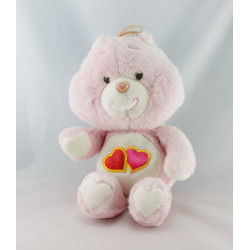 Ancienne Peluche Bisounours rose Groschéri 2 coeurs CARE BEARS 1984