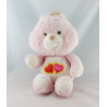Ancienne Peluche Bisounours rose Groschéri 2 coeurs CARE BEARS 1984