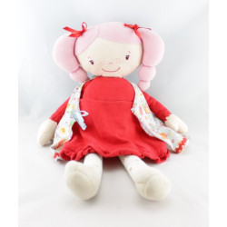 Doudou poupée chiffon rose orange fleur COROLLE 