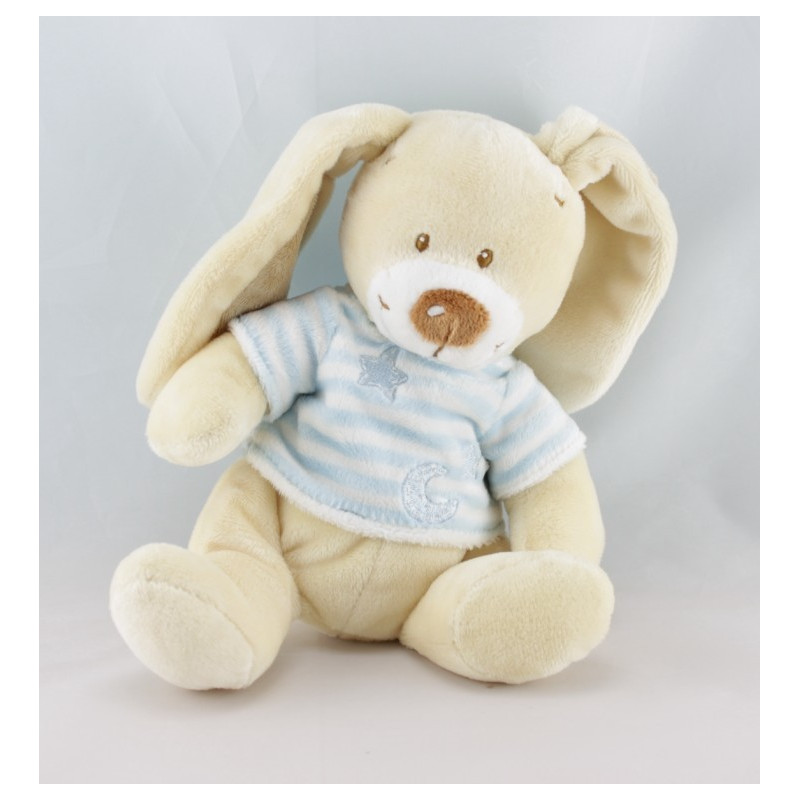 Doudou hochet Lapin Beige rayé NICOTOY