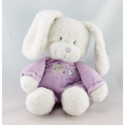 Doudou lapin blanc robe rose bleu papillon TEX BABY