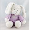 Doudou lapin blanc robe rose bleu papillon TEX BABY