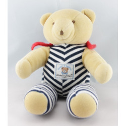 Doudou ours beige bleu marine noeud rouge HISTOIRE D'OURS