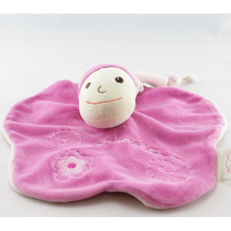 Doudou plat fleur lutin rose Un Rêve de Bébé