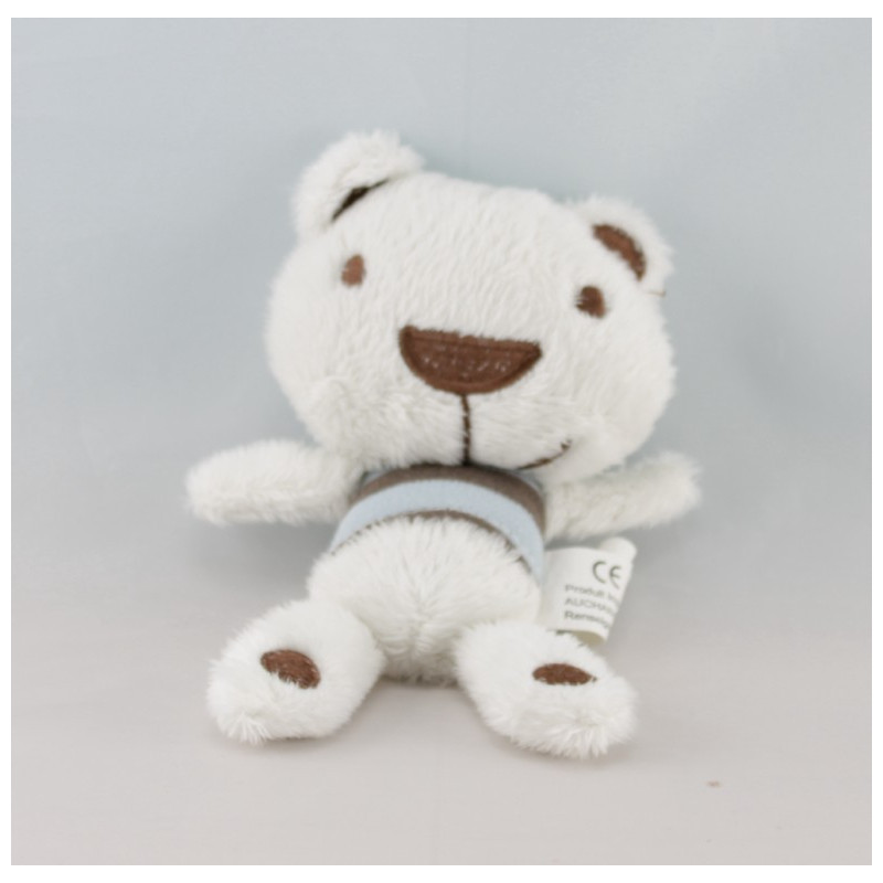 Doudou ours blanc vert AUCHAN