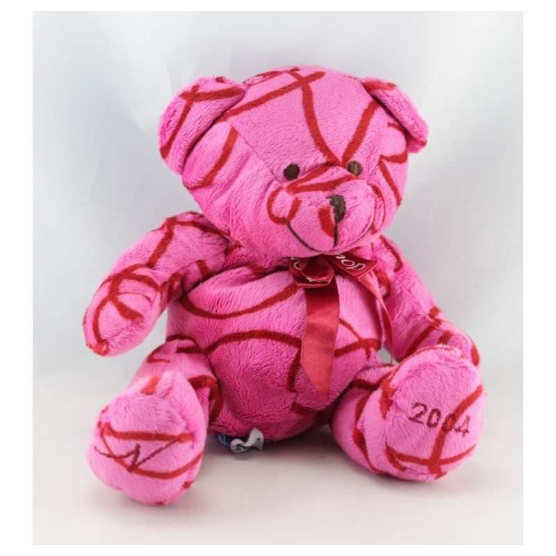 Doudou ours rouge rose NOCIBE 2004