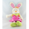 Doudou lapin robe rose poussin MOTS D'ENFANTS 32 cm