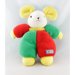 Doudou souris rouge vert jaune AJENA