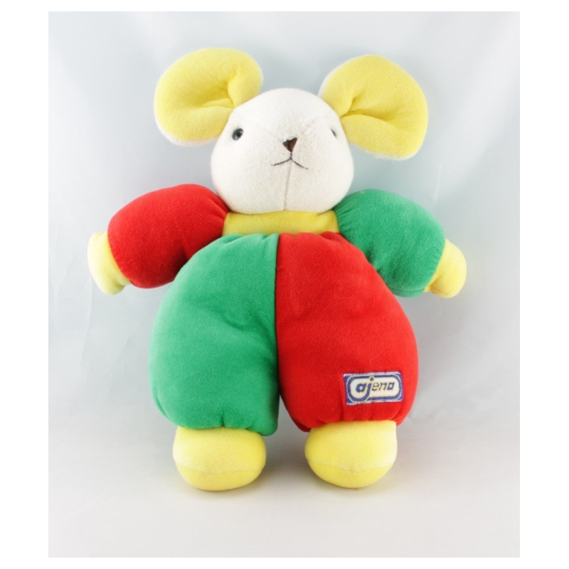 Doudou souris rouge vert jaune AJENA