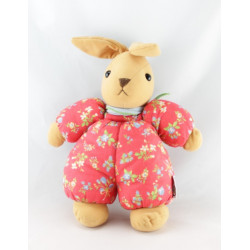 Doudou lapin beige foulard rouge AJENA