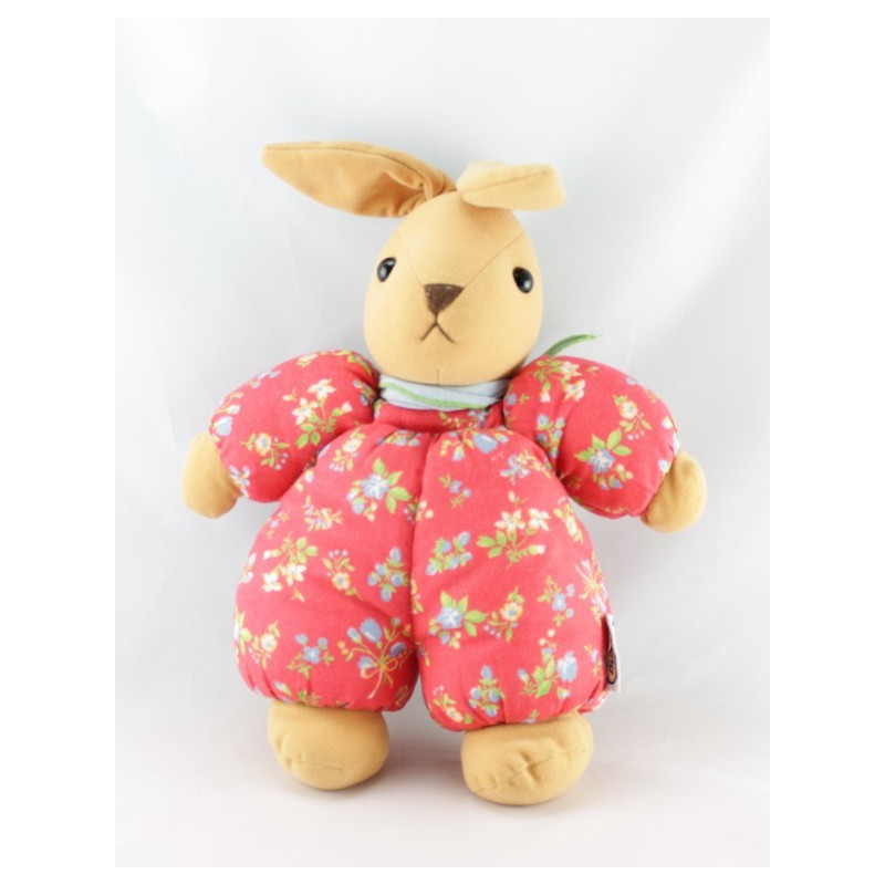 Doudou lapin beige foulard rouge AJENA