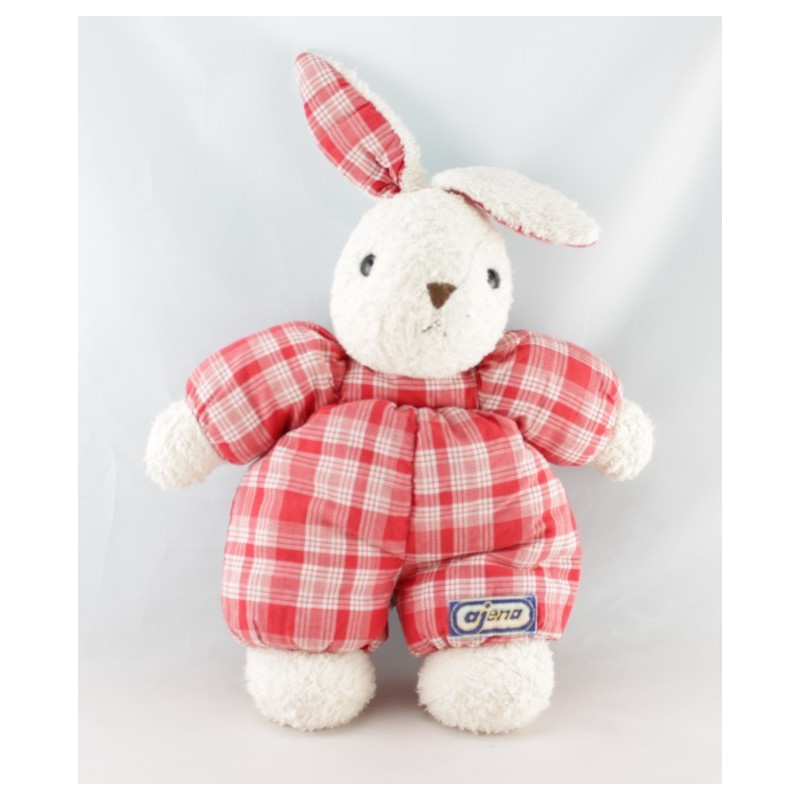 Doudou lapin beige foulard rouge AJENA