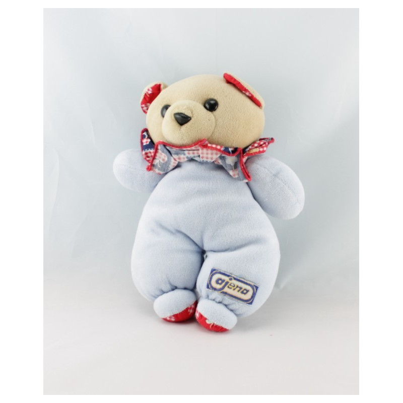 Doudou ours blanc imprimé bleu AJENA