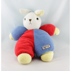 Doudou lapin beige rouge fleurs foulard bleu AJENA