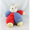 Doudou lapin beige rouge fleurs foulard bleu AJENA