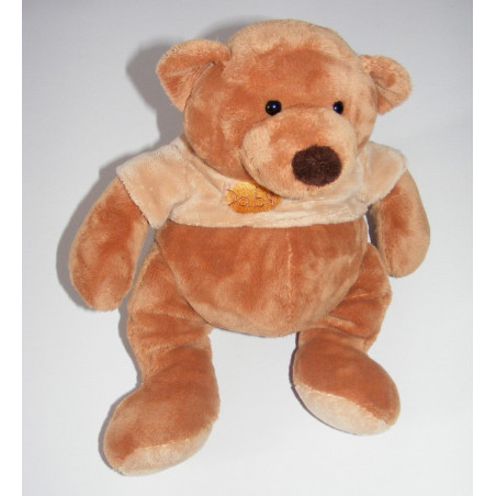 Doudou ours brun pull rayé marron BABY NAT