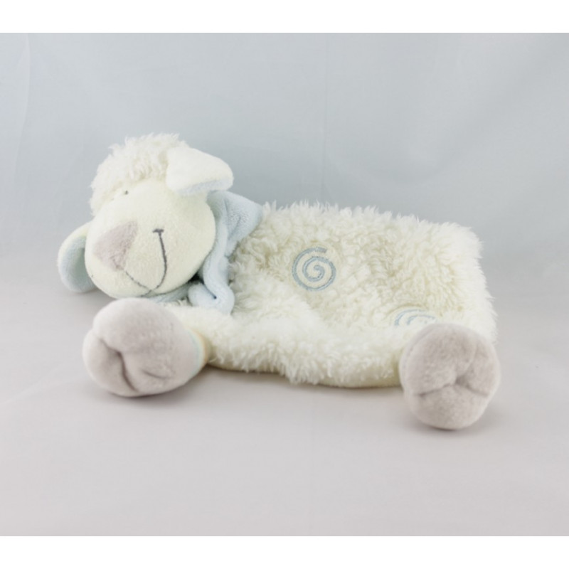 Doudou semi plat mouton blanc bleu spirale KIABI NICOTOY