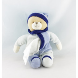 Doudou ours bleu avec mouchoir BABY NAT 