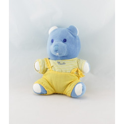 Doudou marionnette ours bleu jaune Musti MUSTELA