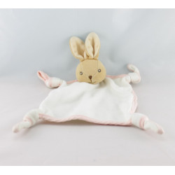 Doudou plat lapin blanc rose KALOO