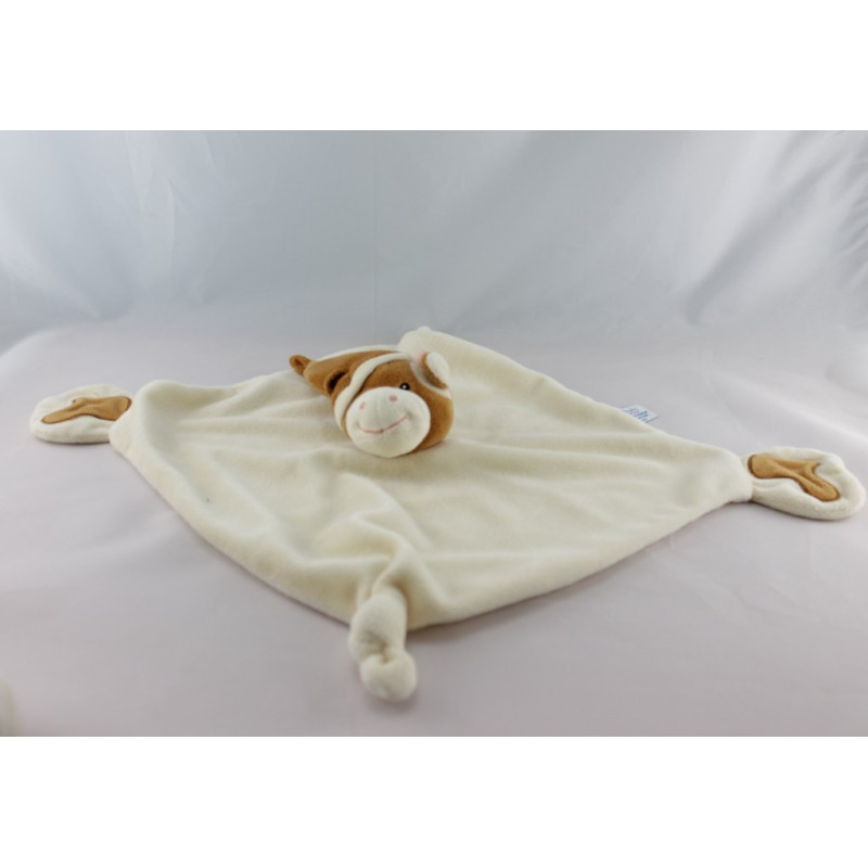 Doudou plat vache blanc marron patte empreinte GIPSY