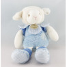 Doudou et compagnie marionnette mouton Gaston bleu avec fleur