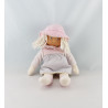 Doudou plat poupée baby Corolle rose mauve pois