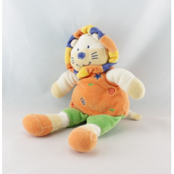 Doudou Lion Orange vert jaune bleu NICOTOY