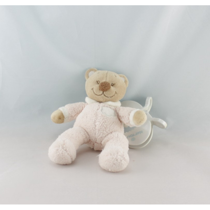 Doudou ours rose nuage vibrant avec attache NATTOU