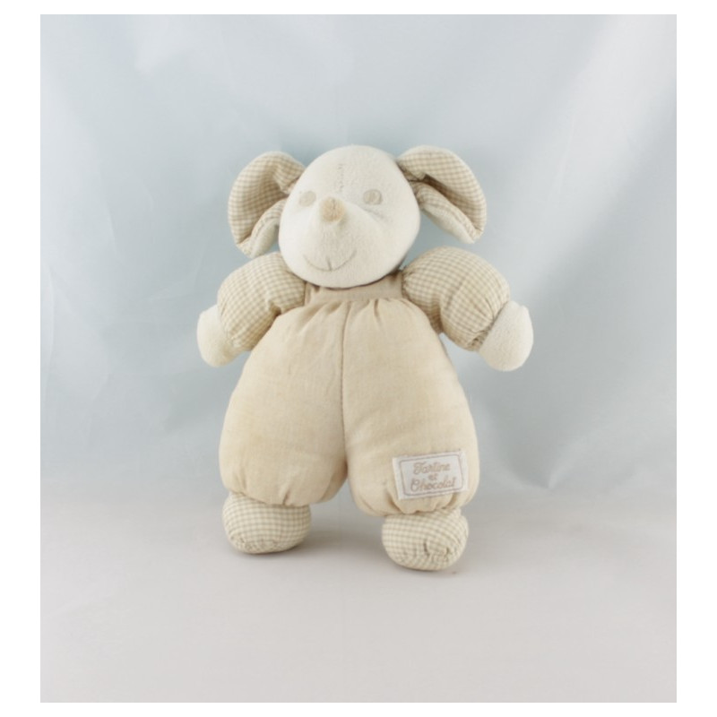 Doudou souris beige vichy TARTINE ET CHOCOLAT