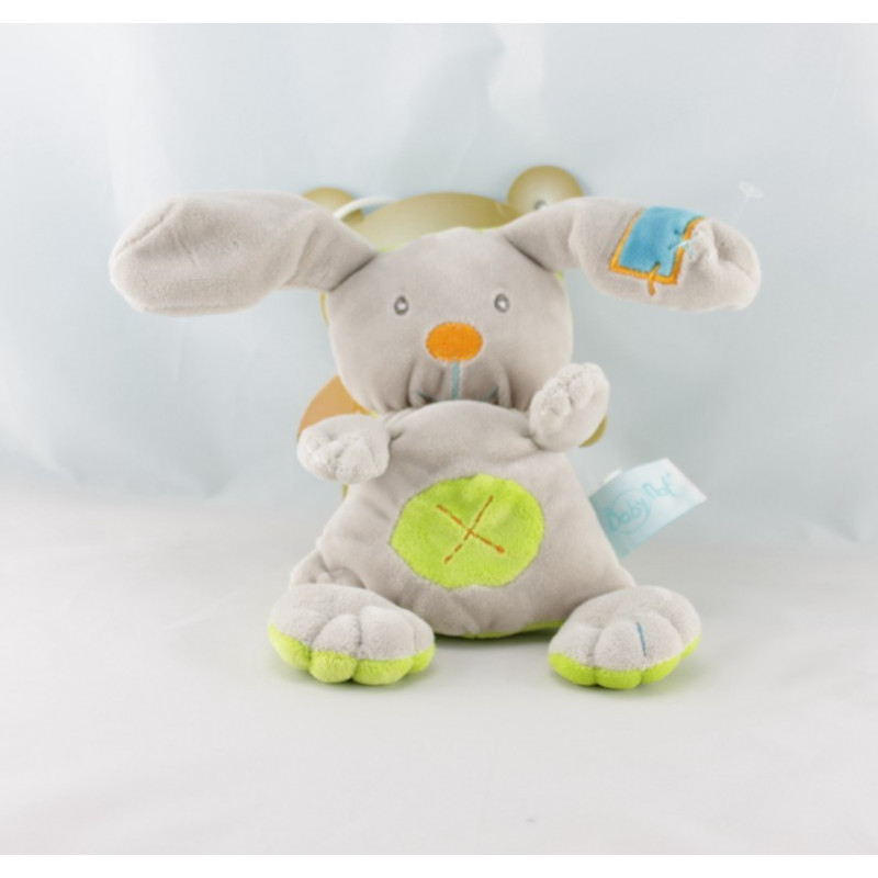 Doudou ours gris vert casquette anneau BABY NAT