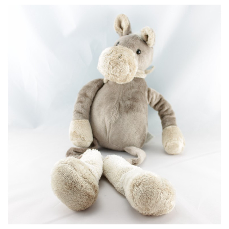 Doudou ours beige foulard rayé rose PLAYKIDS