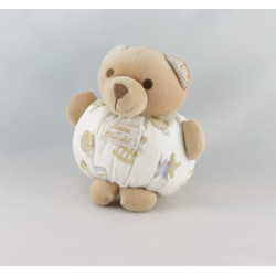 Doudou ours beige blanc imprimé lavande savon TARTINE ET CHOCOLAT