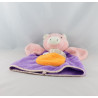 Doudou plat cochon salopette rose jaune  NOUNOURS