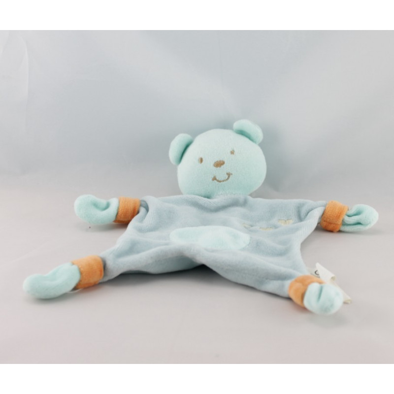 Doudou plat éponge souris bleu AUCHAN