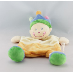 Doudou plat lutin garçon bleu avion arbres brodés NICOTOY