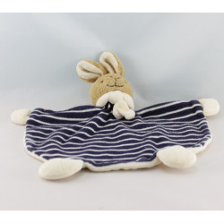 Doudou plat ours blanc foulard bleu marine BABYSUN