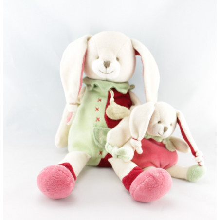 Doudou lapin Fraise et son bébé anis rouge Doudou et Compagnie 