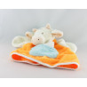 Doudou plat marionnette cochon rose violet orange NOUNOURS