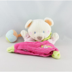 Doudou semi plat ours rose vert quilles POMMETTE