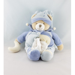 Doudou et compagnie ours Léo bleu mouchoir lune