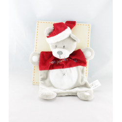 Doudou plat ours gris rouge Mon premier Noël VETIR