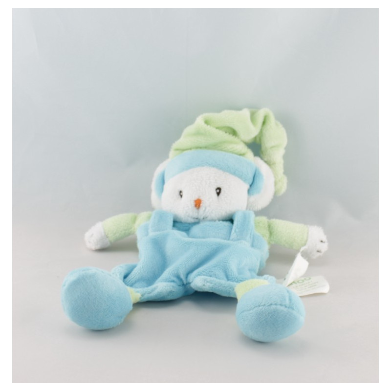 Doudou plat ours bleu jaune KIMBALOO